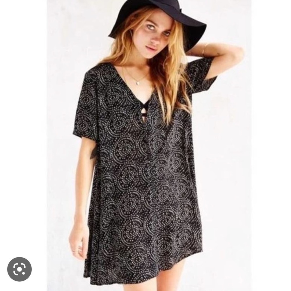 ANTHROPOLOGIE STARING AT STARS BUTTON DOWN DRESS SWIRL PRINT 90s INSPIRED